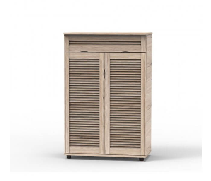 01.6696.0006: Παπουτσοθήκη MDF φυσικό χρώμα, (3 ράφια εσωτερικά, συρτάρι)