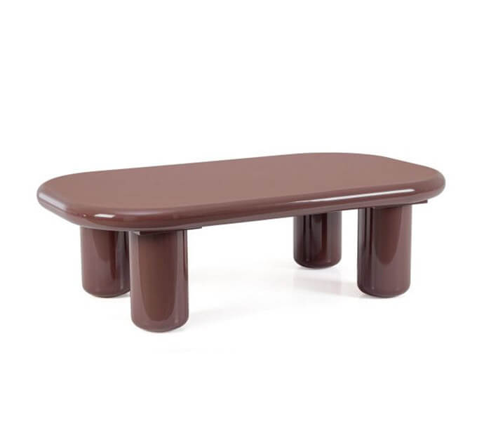 01.7009.0438: Coffee table, ξύλο glossy look, φινίρισμα βερνίκι πολυουρεθάνης, χρώμα κεραμιδί