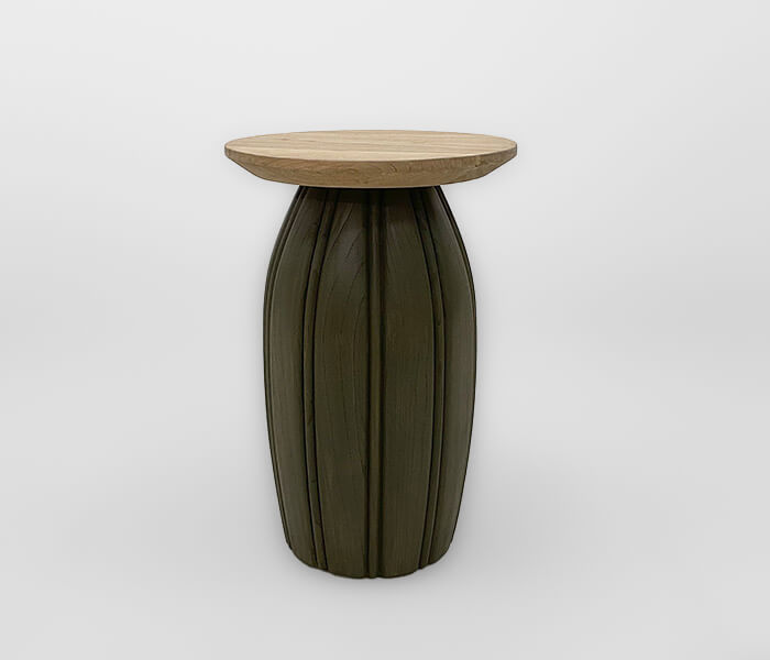 01.7149.0206olive: side table indoor, ξύλο Mindi, βάση χρώμα olive, καπάκι χρώμα Natural