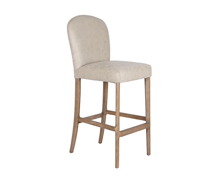 01.7308.0332: Βar stool με πλάτη ξύλο ντεκαπέ - δέρμα (ύψος καθίσματος 75εκ.)