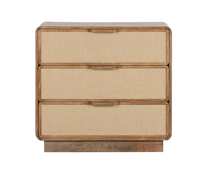 01.7308.0340: Κομότα 3 συρτάρια, ξύλο Mango - Jute