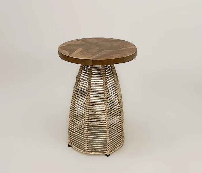 01.7317.0036: side table βάση banana rope με καπάκι ξύλο teak