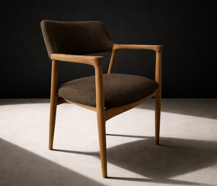 01.7339.0358: Πολυθρόνα Cresto, ξύλο teak κάθισμα και πλάτη ύφασμα olefin, χρώμα καφέ (ύψος καθίσματος46 εκ)