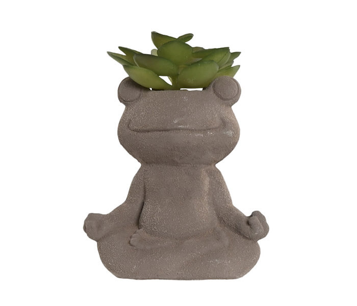 02.7308.0193: Γλαστράκι cement βάτραχος με λουλούδια