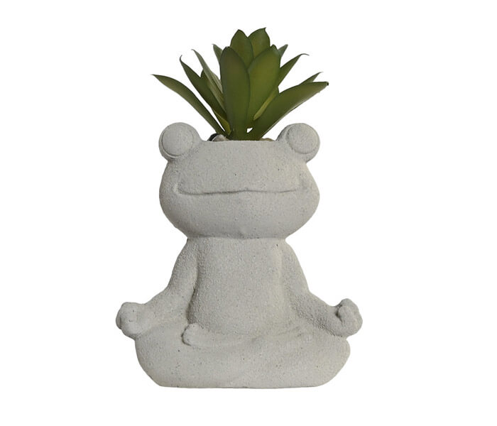 02.7308.0194: Γλαστράκι cement βάτραχος με λουλούδια