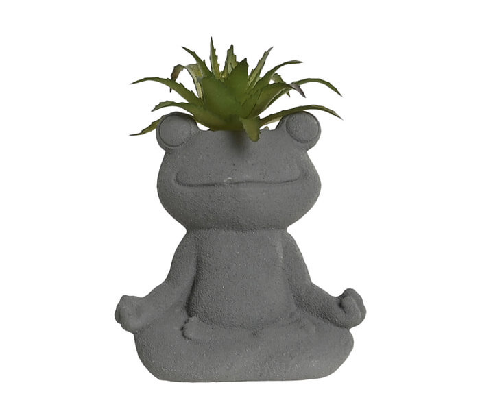 02.7308.0195: Γλαστράκι cement βάτραχος με λουλούδια