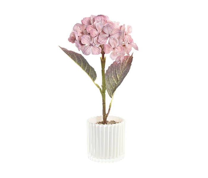 02.7308.0210: Γλαστράκι γυαλί με ορτανσία, ύφασμα