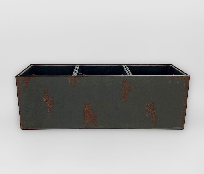 02.7323.0083: Ζαρντινιέρα Cement Fiber με τρεισ πλαστικές γλάστρες, Indoor & Outdoor - Frost Resistant - Waterproof