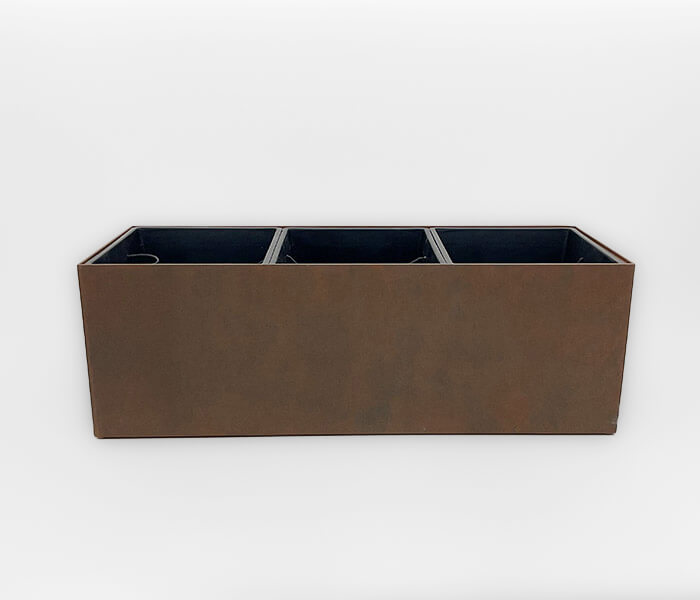 02.7323.0084: Ζαρντινιέρα Cement Fiber με τρεισ πλαστικές γλάστρες, Indoor & Outdoor - Frost Resistant - Waterproof