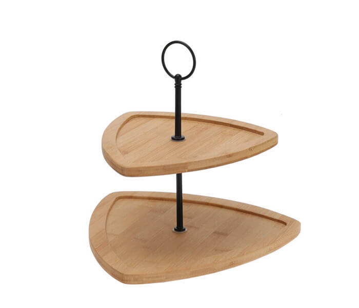 13.7281.0443: Πιατέλα διώροφη, ξύλο bamboo - μέταλλο