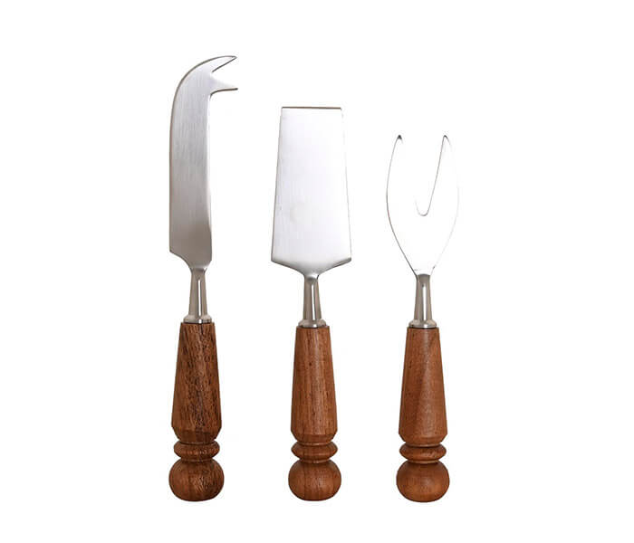 13.7308.0219: Σετ 3 μαχαιράκια για τυρί, ξύλο ακακία - inox