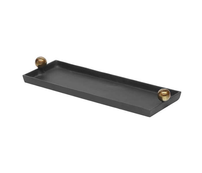 15.7050.0987: Διακοσμητικός δίσκος μαύρος με χρυσά χερούλια