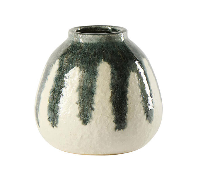 15.7278.0100: Βάζο terracotta λευκό - μπλε 