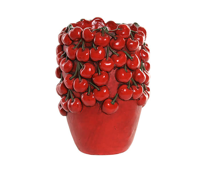 15.7308.0952: Διακοσμητικό βάζο cement κόκκινο ανάγλυφο 