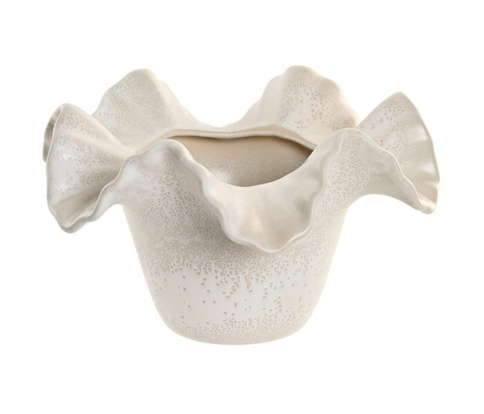 15.7308.0967: Διακοσμητικό βάζο κεραμικό off-white με κυματιστό τελείωμα