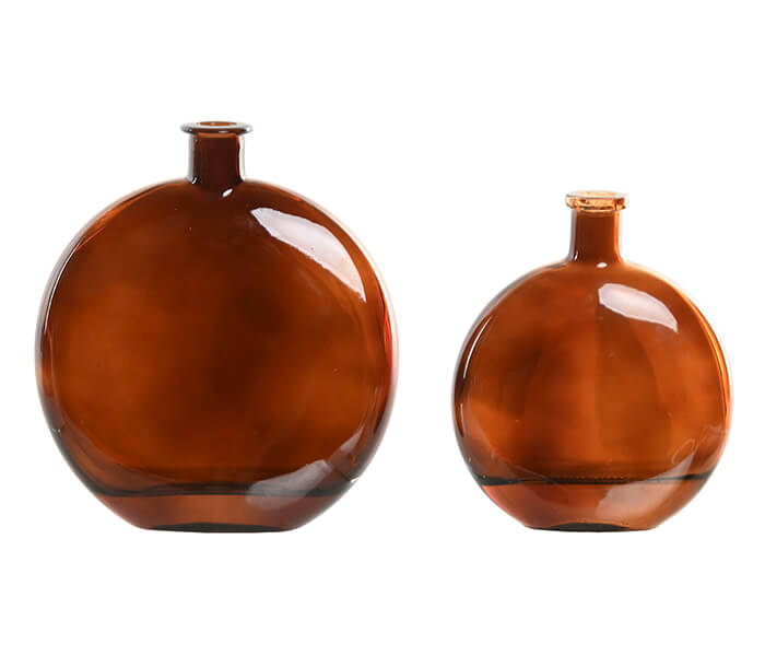 15.7308.0979: Σετ 2 βάζα γυαλί, καφέ (17Χ5Χ19Υ & 12Χ4Χ15Υ) 