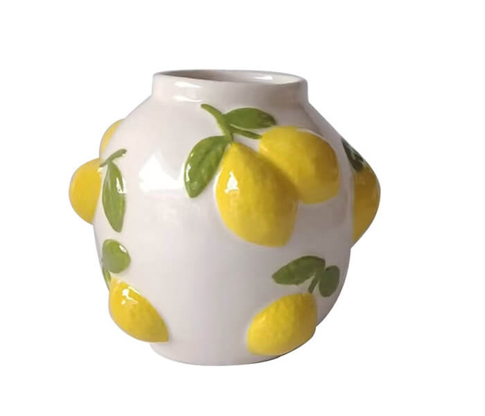 15.7360.0081: Βάζο κεραμικό ανάγλυφο λεμόνια