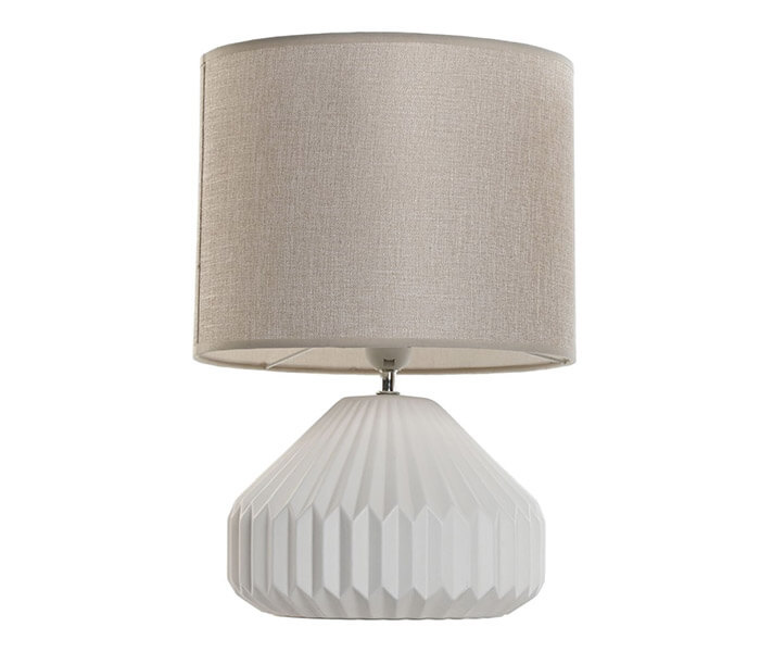 16.7308.0284: φωτιστικό επιτραπέζιο βάση κεραμικό με καπέλο λινό