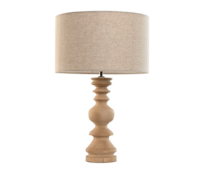 16.7308.0305: φωτιστικό επιτραπέζιο ξύλο Mango, καπέλο cotton