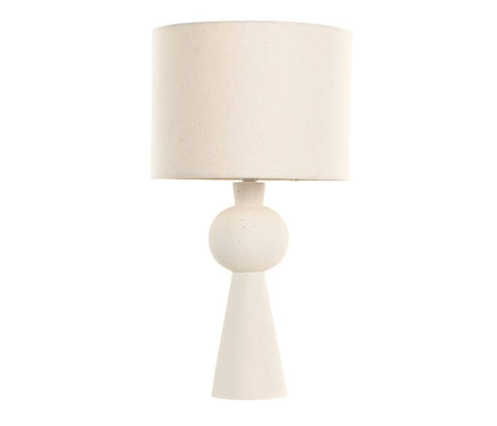 16.7308.0311: Φωτιστικό επιτραπέζιο stoneware, χρώμα off white με καπέλο