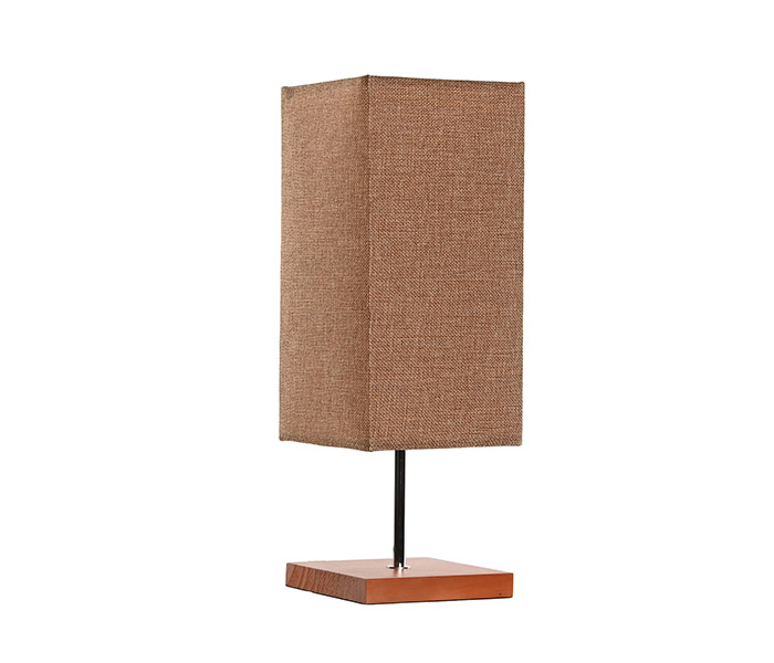 16.7308.0321: φωτιστικό επιτραπέζιο βάση ξύλο - καπέλο λινό
