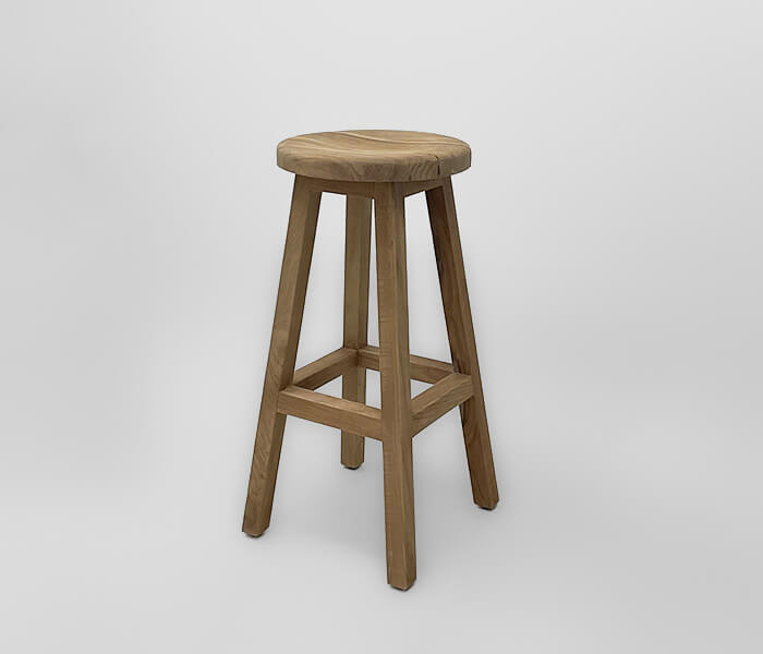 21.7313.0090: Bar stool ξύλο Recycled Teak, (κάθισμα Δ.35)