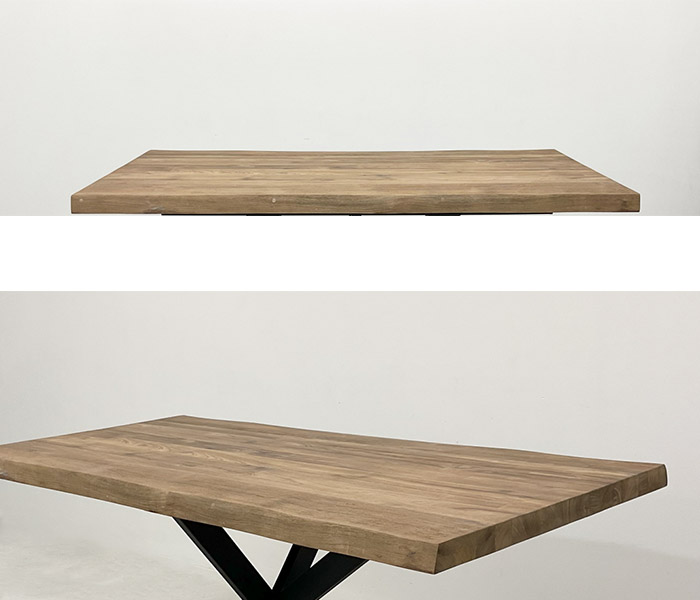 21.7313.0115: 160Χ80 καπάκι ξύλο recycled teak μασίφ για τραπέζι, κατάλληλο για εξωτερικό και εσωτερικό χώρο, πάχος 5εκ., με ακανόνιστο τελείωμα στις 2 πλευρές