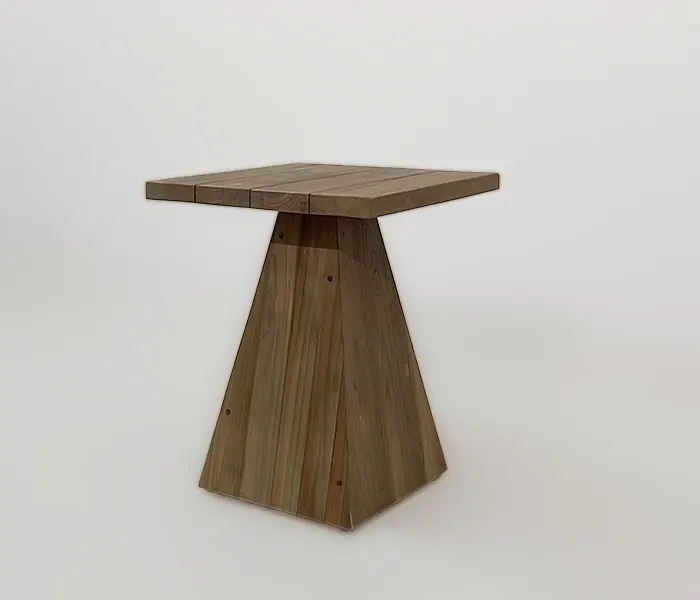 21.7313.0200: Side table in-out ξύλο recycled teak, βάση σχέδιο πυραμίδα