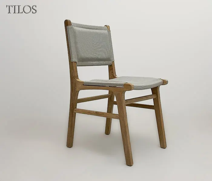 21.7339.0412: καρέκλα Syros ξύλο teak με ύφασμα olefin sunproof, αδιάβροχο και εσωτερικό γέμισμα quick foam (ύψος καθίσματος 47εκ.)