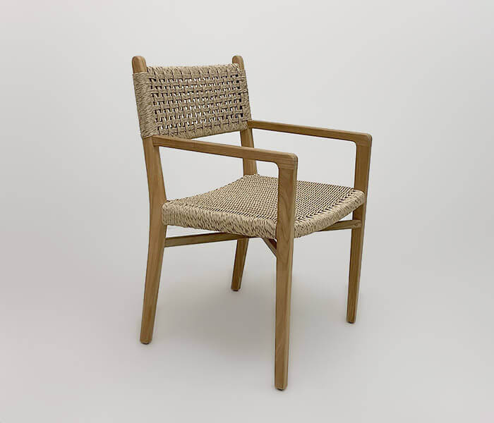 21.7339.0453: Πολυθρόνα Dining, ξύλο Teak με wicker, χρώμα natural (ύψος καθίσματος 46εκ.)