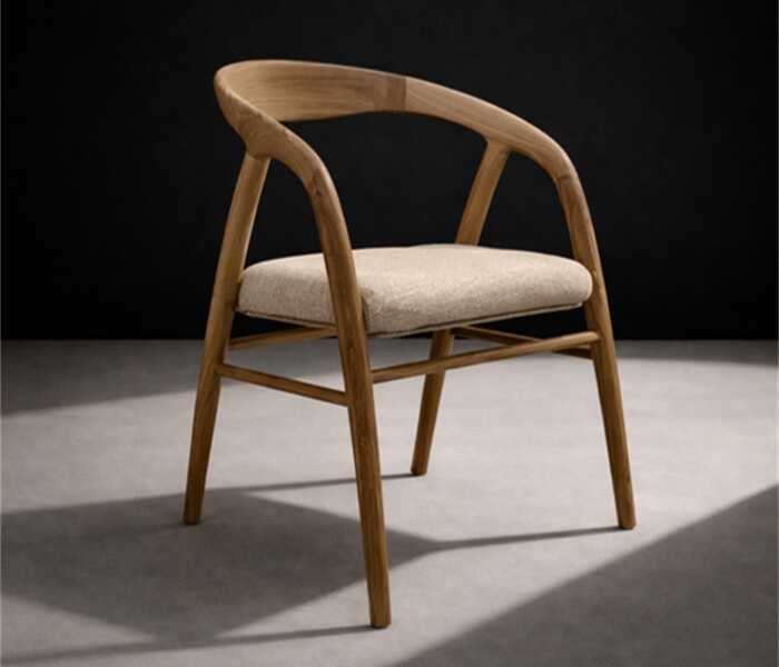 21.7339.0523: Πολυθρόνα  ξύλο Teak, ύφασμα olefin (ύψος καθίσματος 46εκ)