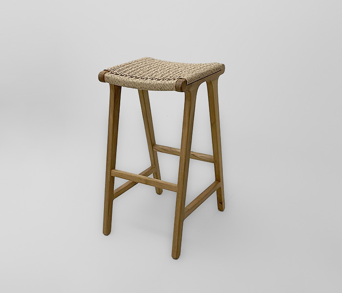 21.7339.0558: Bar stool ξύλο teak, κάθισμα Twisted Wicker χρώμα natural