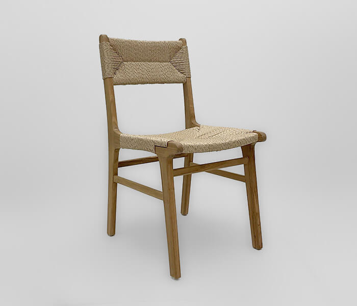 21.7339.0612: Καρέκλα ξύλο Teak με twisted wicker χρώμα φυσικό. Πλάτη πλέξη αμφίπλευρη - Διπλής όψης (ύψος καθίσματος 46εκ.)