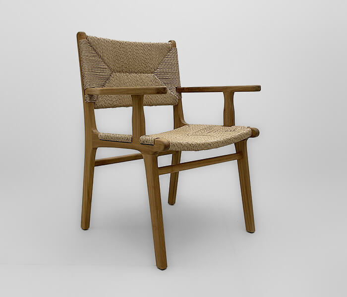 21.7339.0613: Πολυθρόνα ξύλο teak με twisted wicker χρώμα φυσικό. Πλάτη πλέξη αμφίπλευρη - διπλής όψης (ύψος καθίσματος 47εκ.)