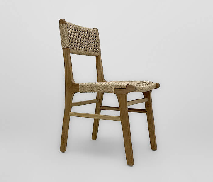 21.7339.0620: Καρέκλα Dining, ξύλο Teak με wicker, χρώμα natural (ύψος καθίσματος 46εκ)