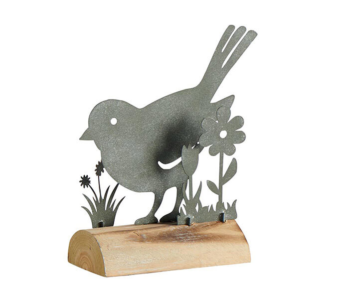 24.7278.0002: Διακοσμητικό πουλάκι, μέταλλο σε βάση ξύλο