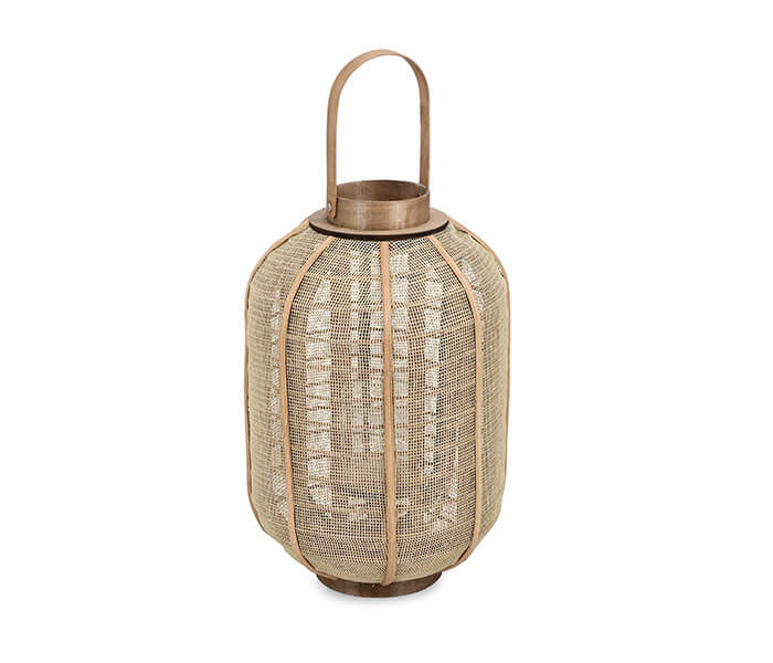 31.7009.0091: φανάρι jute - bamboo  με γυάλινο βάζο για το κερί