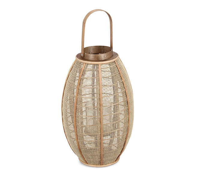 31.7009.0092: φανάρι jute - bamboo  με γυάλινο βάζο για το κερί