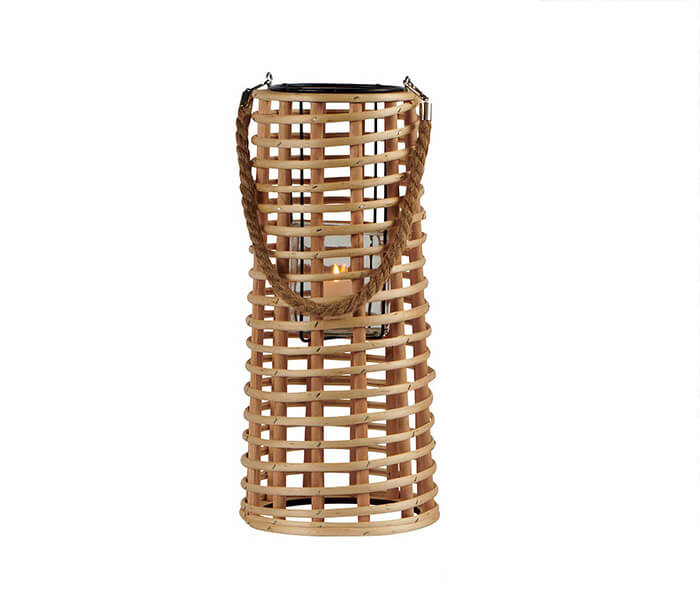 31.7278.0015: Φανάρι bamboo - μέταλλο, με γυάλινο βάζο για το κερί 