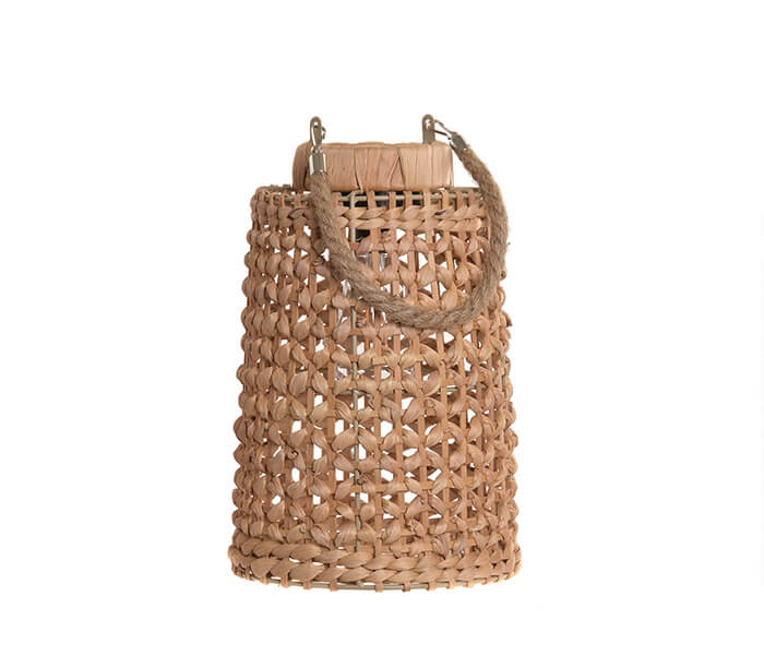 31.7308.0099: Φανάρι ηλιακό, ψάθα - μέταλλο, natural (λειτουργεί με solar panel)