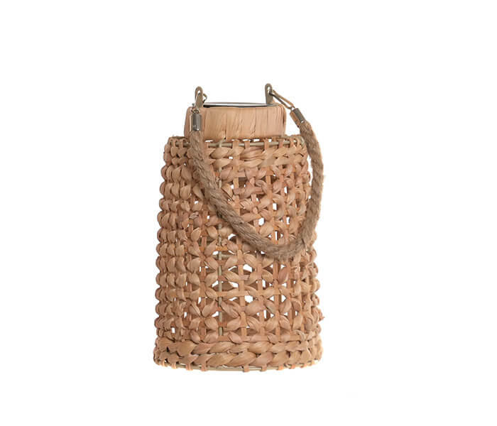 31.7308.0100: Φανάρι ηλιακό, ψάθα - μέταλλο, natural (λειτουργεί με solar panel)