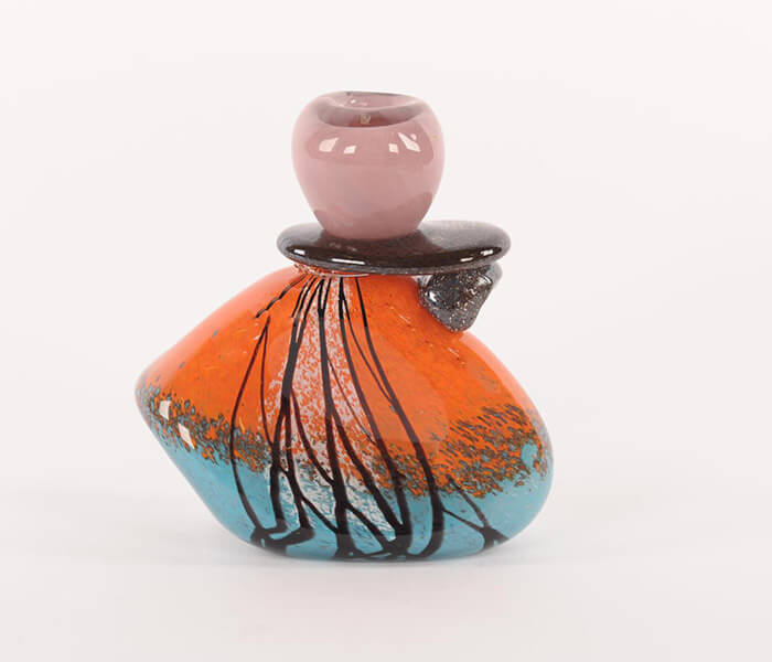 31.7351.0020: κηροπήγιο γυαλί πορτοκαλί - μπλε