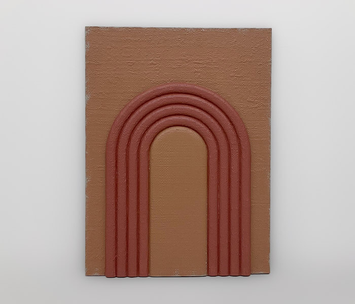 32.7359.0033: Πίνακας κατασκευή 3D, ξύλο με woven Palm (φύλλα φοίνικα), χρώμα terracotta, handmade, πάχος 3εκ.