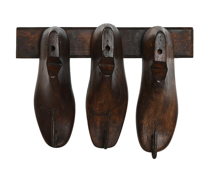 38.7308.0050: κρεμάστρα τοίχου 3 θέσεων, ξύλο παλαιωμένο - μέταλλο