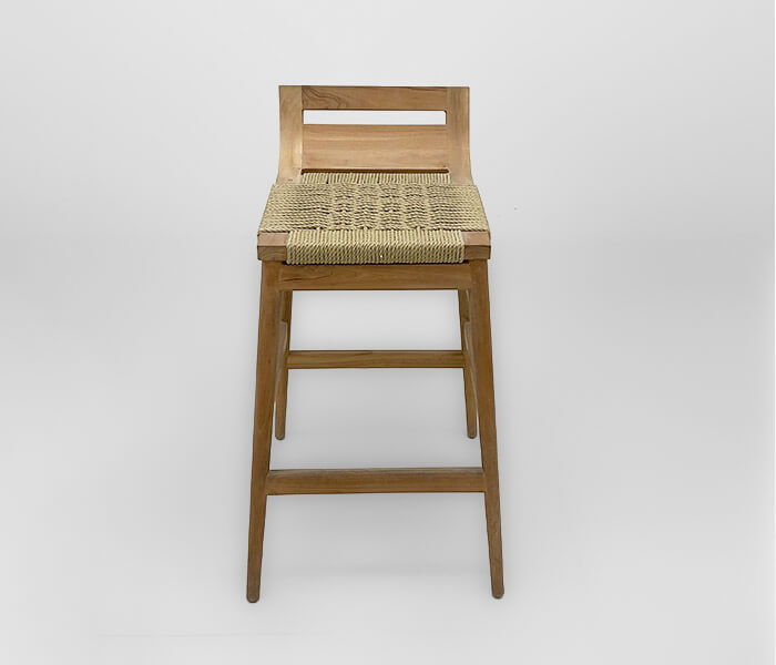 51.0000.0313: Bar stool ξύλο teak με rope, χρώμα μπεζ