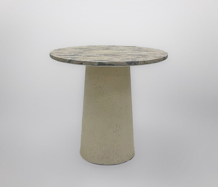 51.0000.0569: Τραπέζι indoor, βάση Fiber Cement χρώμα μπεζ Lava Finish, καπάκι Fiber Cement marble look μπεζ-γκρι, πάχος 3εκ.