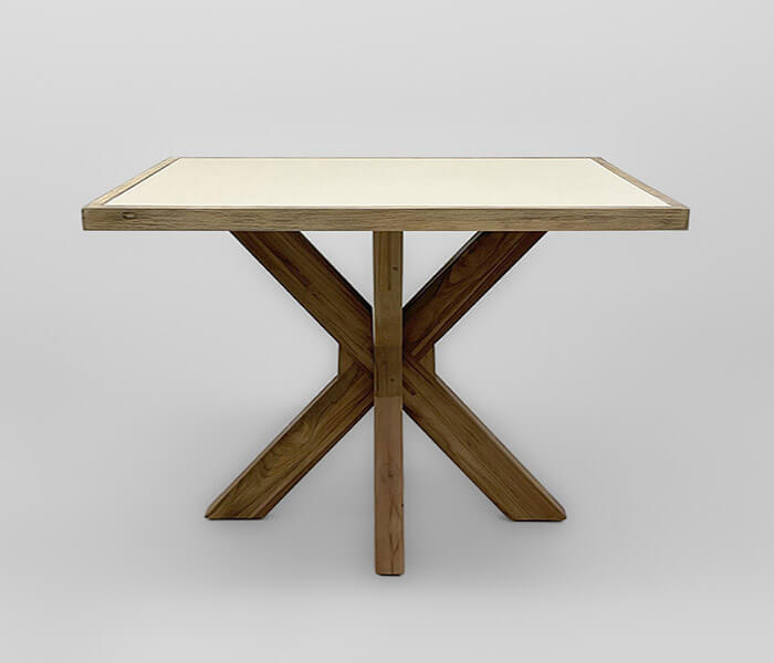 51.0000.0618: Τραπέζι in-out βάση ξύλο teak, καπάκι Fiber Cement light Lava finishing σε τελάρο ξύλο ακακία