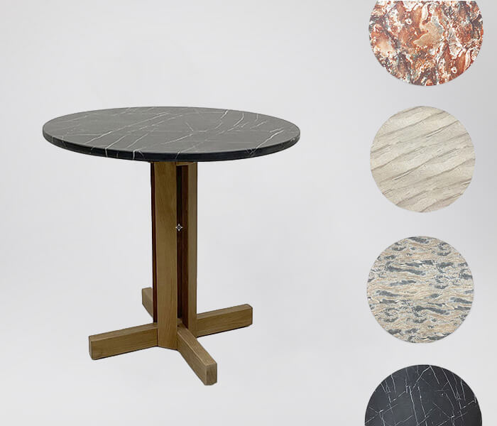 51.0000.0625: Τραπέζι indoor, πόδι βάση ξύλο Teak, καπάκι Fiber Cement, marble look, επιλογή από 4 σχέδια, πάχος 3εκ.