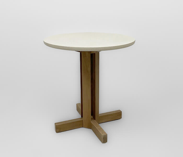 51.0000.0628: Δ.70 τραπέζι indoor-outdoor, βάση ξύλο recycled teak, καπάκι Fiber Cement  light lavastone finish, χρώμα μπεζ, πάχος 3εκ