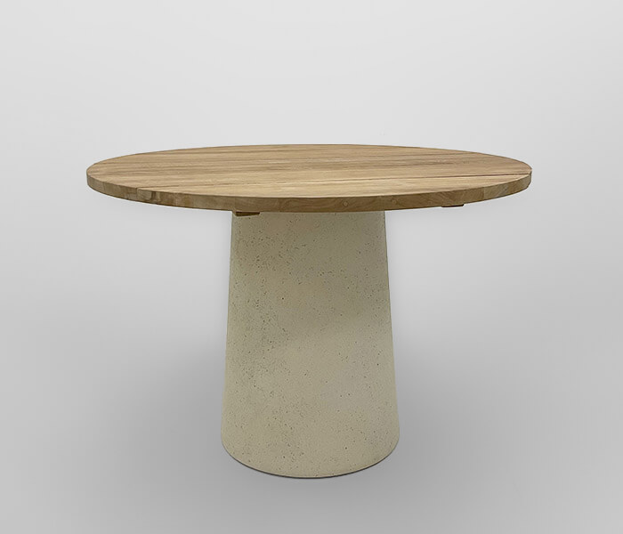 51.0000.0688: Δ100/110/120/130 Τραπέζι in-out, βάση Fiber Cement Lava Finish χρώμα μπεζ, καπάκι ξύλο Recycled Teak, πάχος 3εκ. Διαστάσεις: 100Χ75Υ, Δ110Χ75Υ, Δ120Χ75Υ, Δ130Χ75Υ 